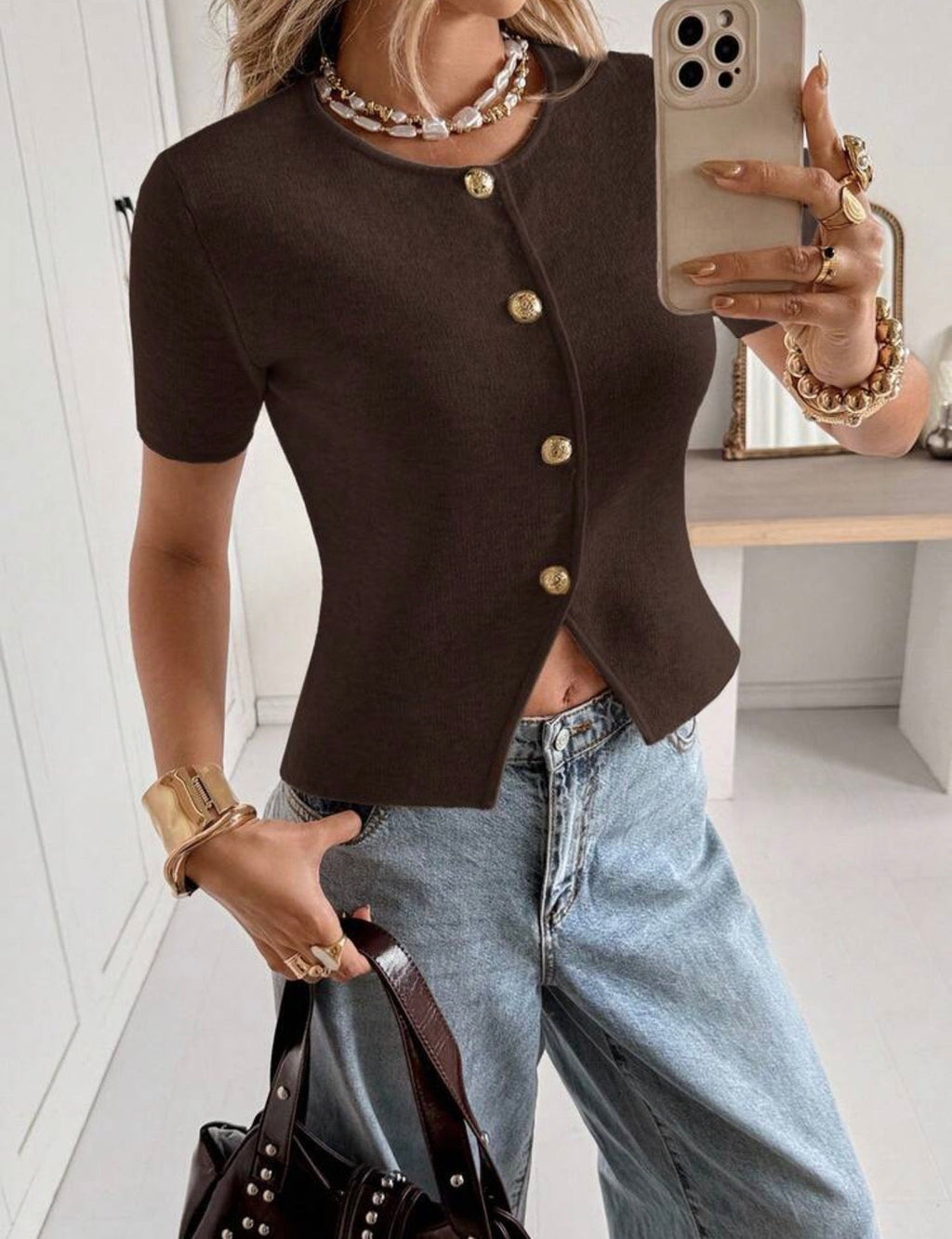 Velourowy top – Czekoladowy