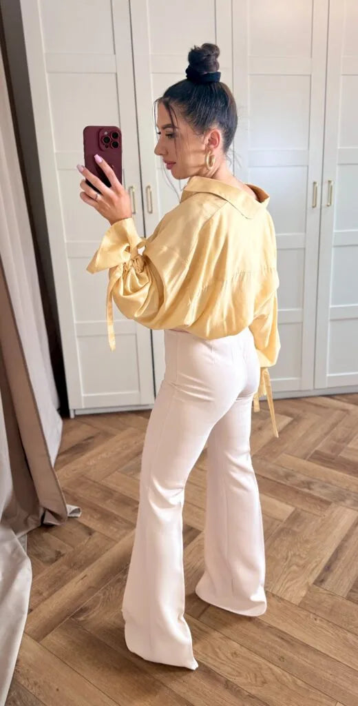 Bell Bottoms with High Waist – Beige