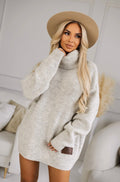 Oslo Tunic Sweater – Beige Turtleneck