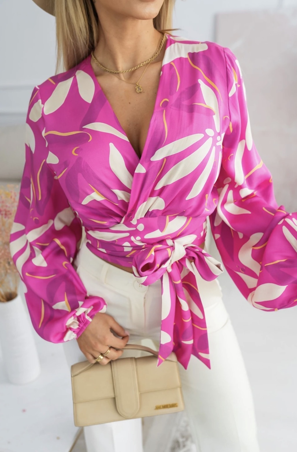 Blouse Azmira – Pink Print