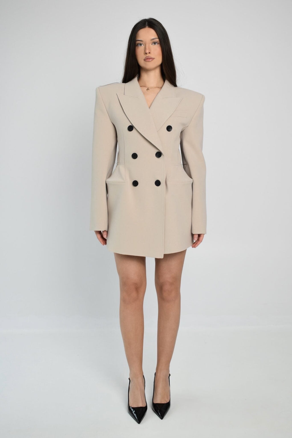 Hourglass Blazer Dress – Beige