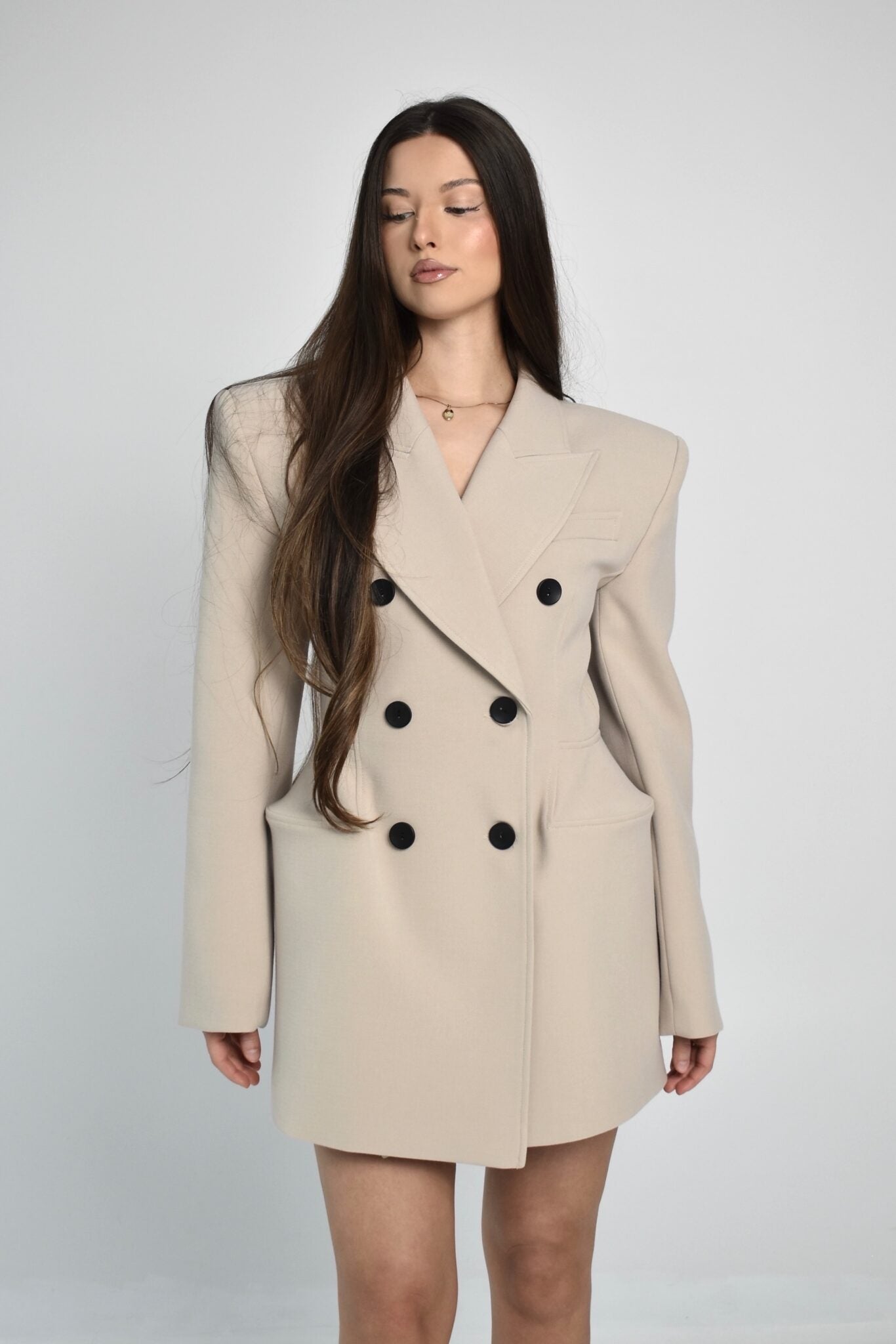 Hourglass Blazer Dress – Beige